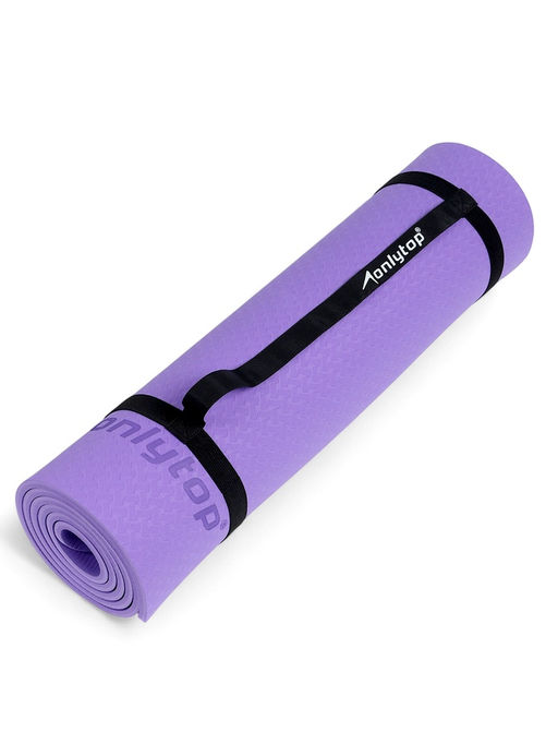 Коврик для фитнеса и йоги ONLYTOP, 183×61×0.8 см, фиолетовый