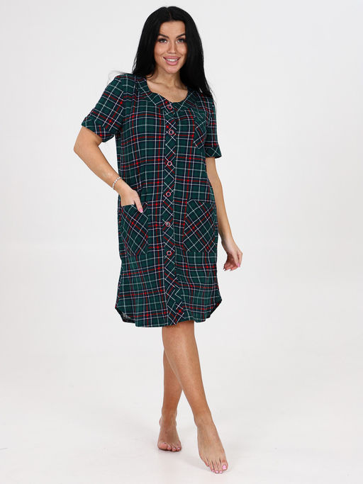 1104 ХАЛАТ (Зеленая клетка) - А-дина фото 2