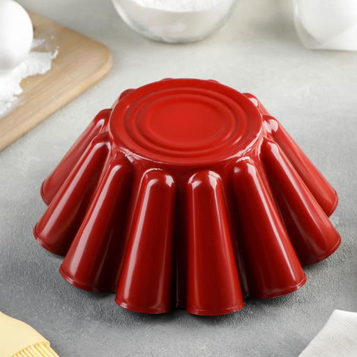 Форма для ромовой бабы и кулича Бутон, 19,5?9 см, антипригарное покрытие, цвет бордовый - Доляна фото 3