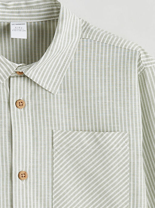 ?izgili Keten Kar???ml? Erkek ?ocuk G?mlek