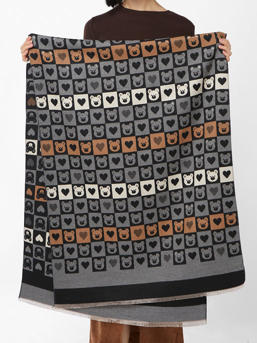 в составе ШЕРСТЬ и КАШЕМИР  Большой, мягкий, теплый двусторонний палантин с принтом. - Tantino фото 2