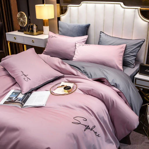 КПБ Mency однотонный с вышивкой MENO017 2 спальный