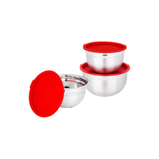 НАБОР МИСОК AGNESS С КРЫШКАМИ, ПРОТИВОСКОЛЬЗЯЩЕЕ ДНО, 6 ПР, 0,6 /1/1,3 Л. D= 14/16/18 CM  фото 2