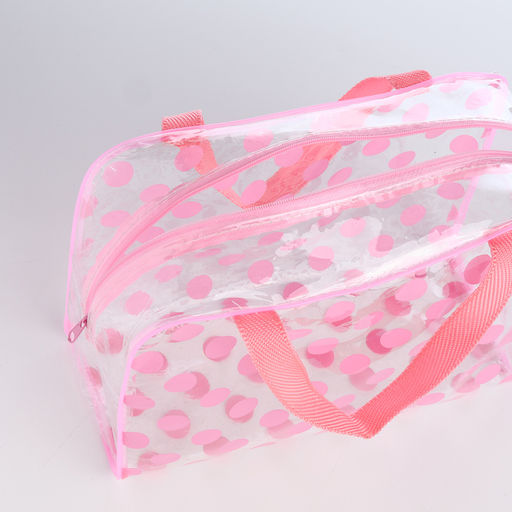 Косметичка-сумка на молнии для бассейна, с ручками, с принтом Горох, розовая - Simaland фото 3