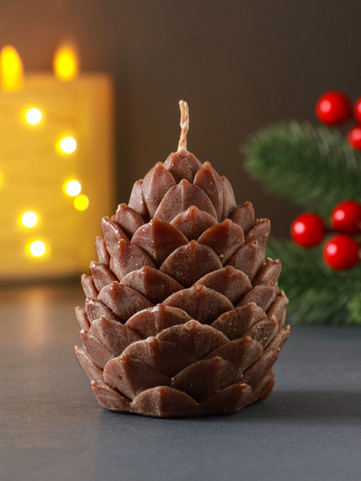 Цена за 3 шт. Свеча декоративная «Шишка новогодняя», 6×7.5 см