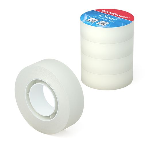 Цена за 1 шт. Набор из 4 клейких лент ErichKrause Clear, 18ммх33м (в пленке)