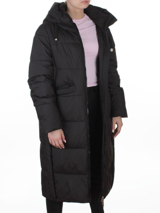 8891 BLACK Пальто зимнее женское (200 гр. холлофайбер)