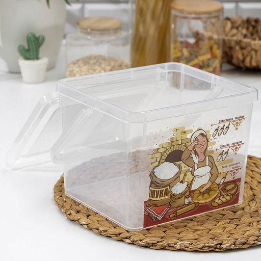 Контейнер для муки с ручкой, 5 л, пластик, прозрачный