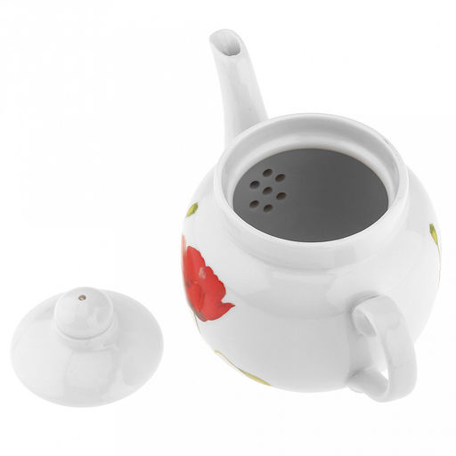 Чайник заварочный фарфоровый "Алый мак" 0,35л, д9см, h9см, форма "Янтарь" (Россия)