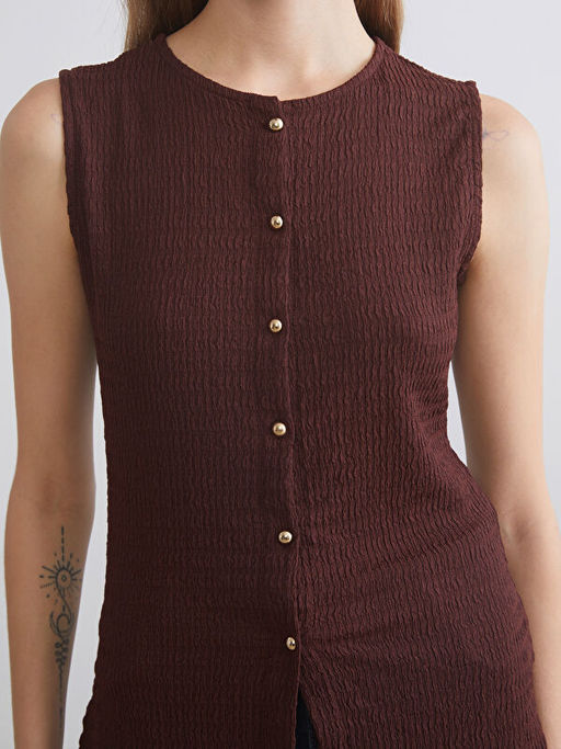 Bisiklet Yaka Dokulu Bluz