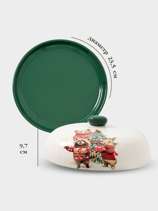 Блинница новогодняя Доляна Сказки зимнего леса, 23.5?9.7 см, доломит, белая  фото 8