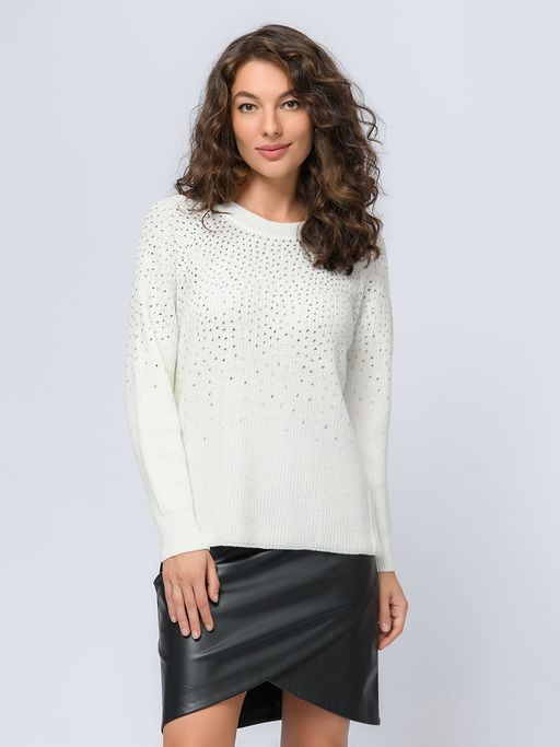 Джемпер белого цвета с декоративной отделкой - 1001dress фото 2