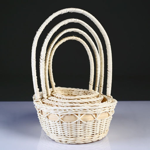 Корзина плетёная для хранения Natur, ротанг, бежевая, набор 4 шт.