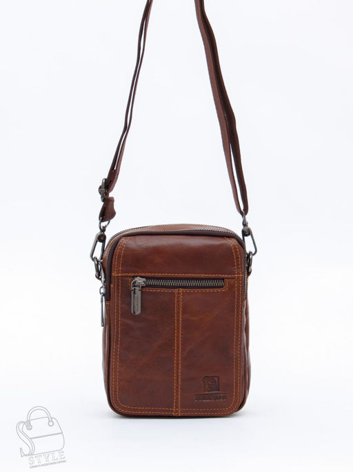 Сумка мужская кожаная 8611S brown Fuzhiniao