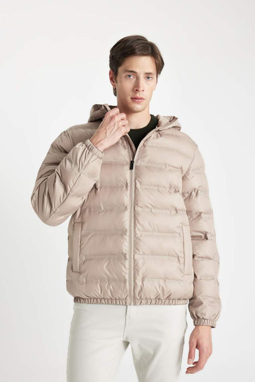 Облегающее водоотталкивающее пальто с капюшоном - Defacto фото 4