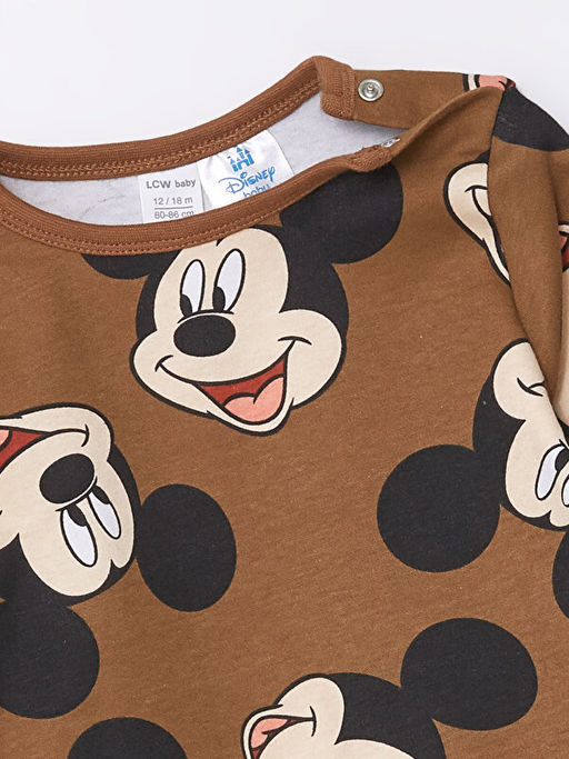 Bisiklet Yaka Uzun Kollu Mickey Mouse Bask?l? Erkek Bebek Pijama Tak?m? - Waikiki фото 3