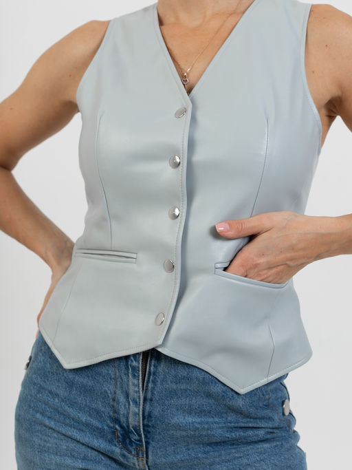 Жилет приталенный экокожа - Трика фото 5