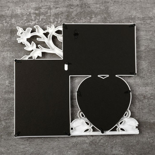 Фоторамка - коллаж на 3 фото 10?10 см, 10?15 см Фламинго и птички, пластик, белая, 25.5?28 см