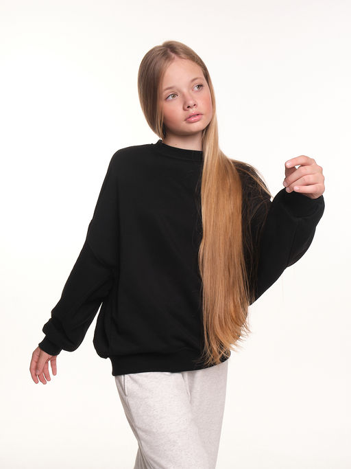 Толстовка оверсайз для девочки 22-2017 черный - Mini maxi фото 21