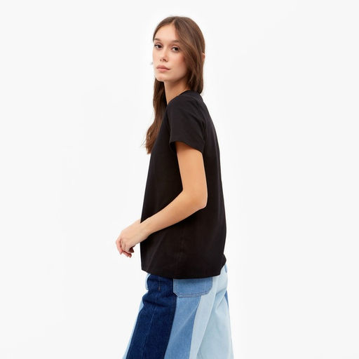 Футболка однотонная женская MINAKU: Basic line, чёрная, размер 52