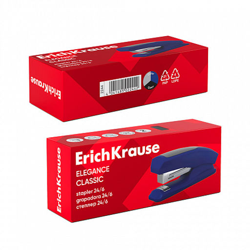 Цена за 12 шт. Степлер №24/6 Half-strip ErichKrause Elegance Classic до 30 листов, черный (в коробке по 1 шт.)