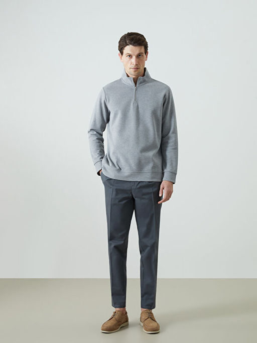 Dik Yaka Erkek Sweatshirt