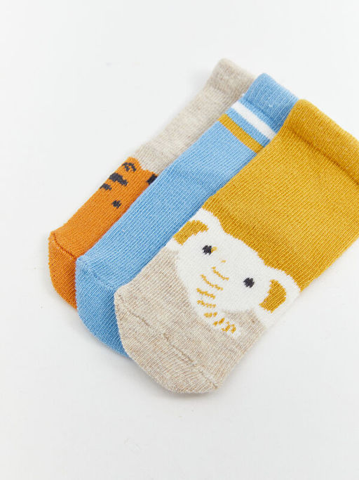 Bask?l? Erkek Bebek Soket ?orap 3l? - Waikiki фото 3