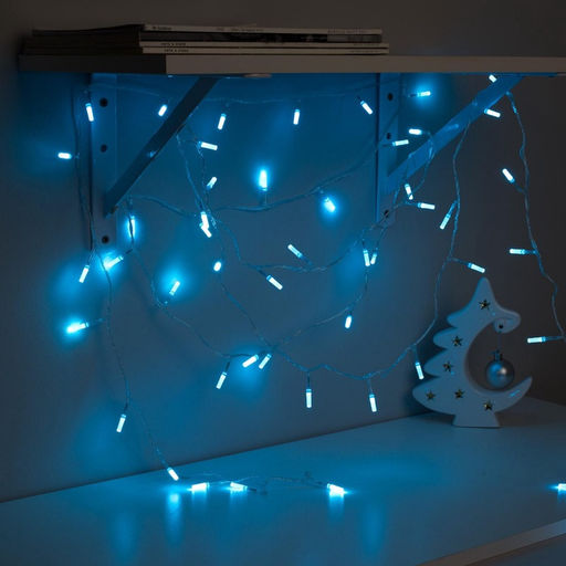 Гирлянда Нить 5 м с насадками Звёздочки, IP20, прозрачная нить, 50 LED, свечение аквамарин, 8 режимов, 220 В - Luazon lighting фото 4