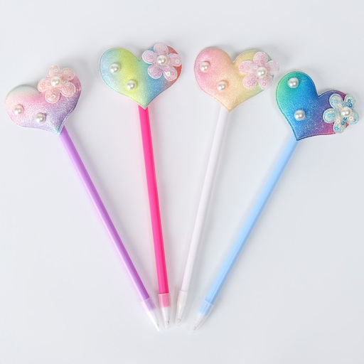 Цена за 12 шт. Ручка Радужное сердце, синие чернила, МИКС - Simaland фото 5