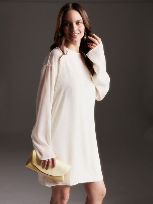 Платье женское короткое с подкладом MINAKU: Casual Collection, белое, размер 44