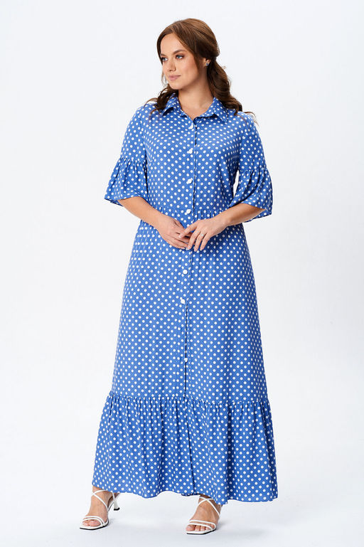 Платье Liona Style 902 синий в горох  фото 4