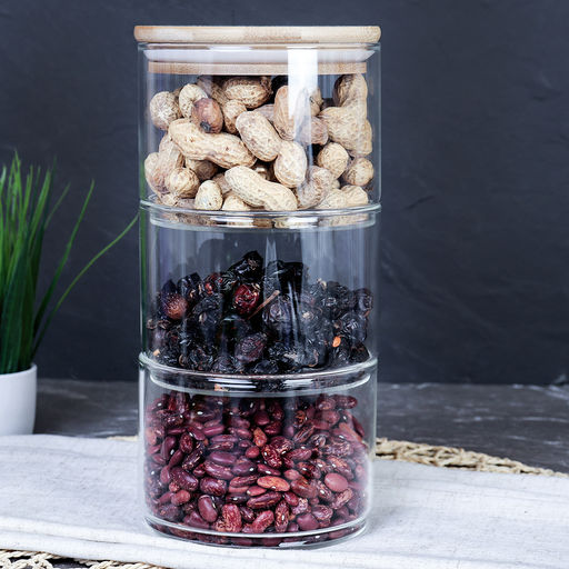 Банка для хранения 3-х ярусная бамбуковая крышка 8 см / LCSC33-8 /уп 40/ - Галеонтрейд фото 13