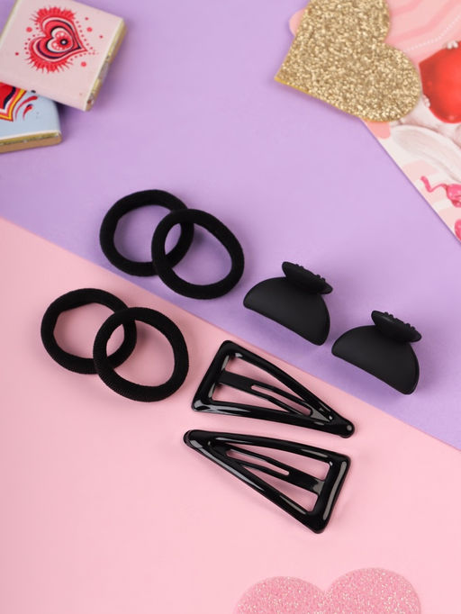 Цена за 12 шт. Набор для волос «Эстер»: 10 резинок, 2 см, 4 крабика 2 см, 2 невидимки 4.5 см, классик, чёрный
