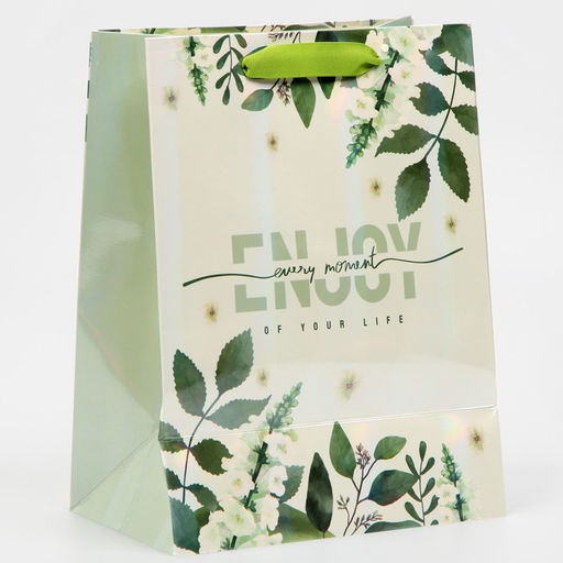 Пакет ламинированный Наслаждайся моментом, радужная голография, MS 18 х 23 х 10 см - Дарите счастье фото 3