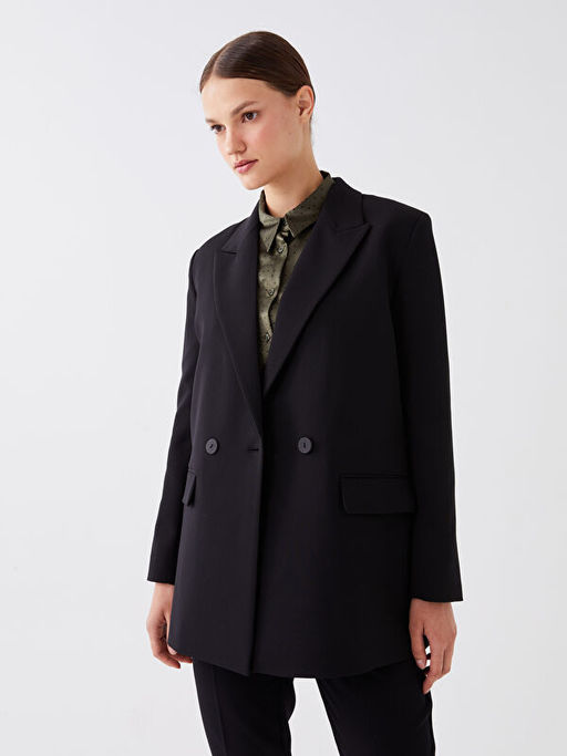 D?z Uzun Kollu Kad?n Blazer Ceket