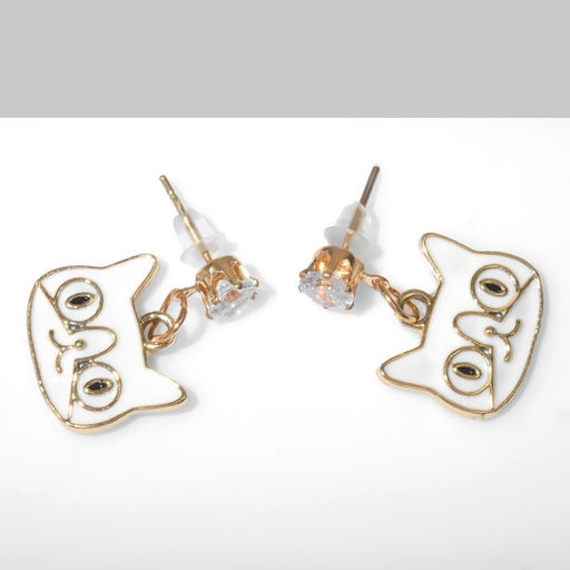 Серьги эмаль Котики мультяшные, цвет черно-белый в золоте - Queen fair фото 2