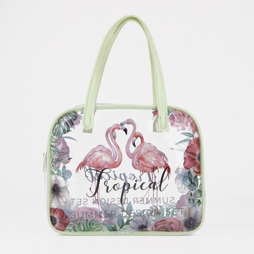 Косметичка - сумочка на молнии для бассейна, маленькая, с ручками, с принтом, нежно-зелёная - Simaland фото 2