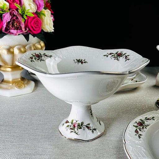 205-379 Кофетница на ножке 20,5х13 см ДОМИНИКА в под.уп.(х12)Фарфор