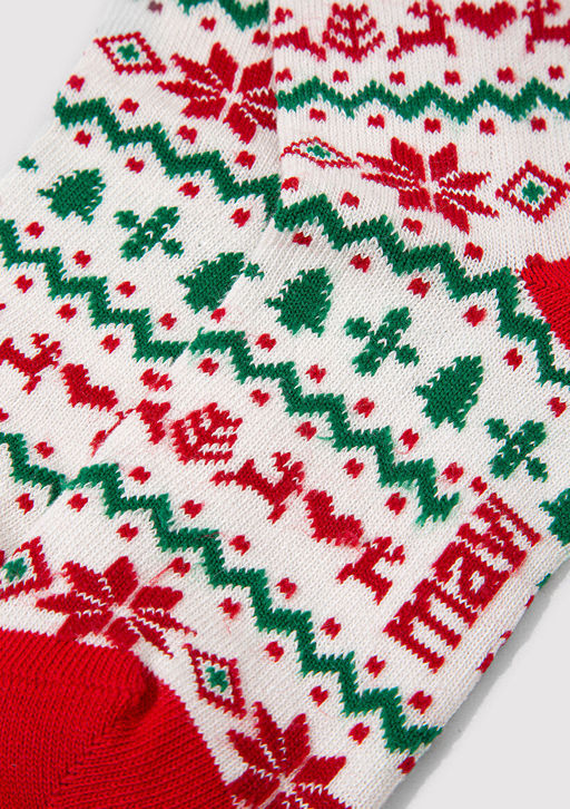 Y?lbas? Temal? Beyaz Bot Corab? - Mavi фото 2