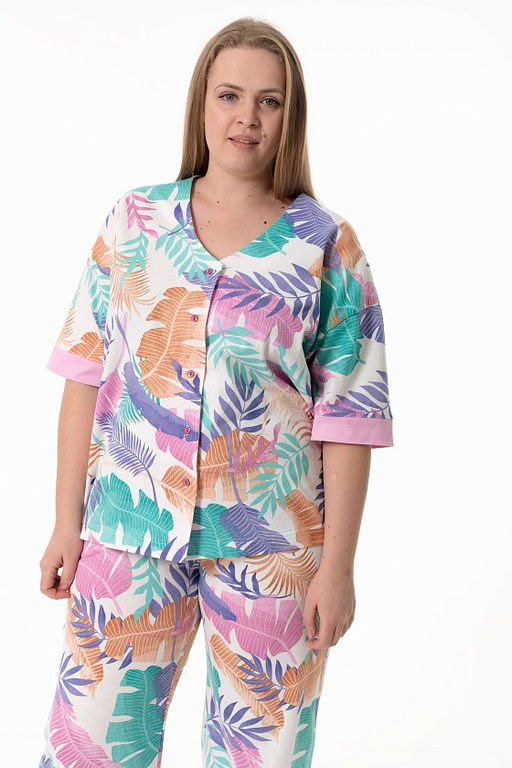 Пижама рубашка и брюки М325384рм розовый/ментол - Елена фото 9