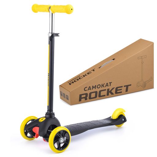 Самокат трёхколёсный ROCKET колёса PU, цвет желто-черный
