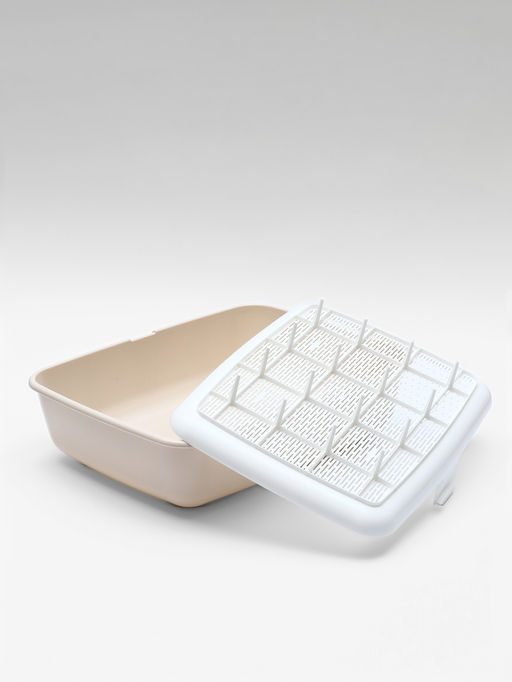 Лоток для кошек ALTA, 50×38×13.5 см, с сеткой, плвстик, белый, бежевый