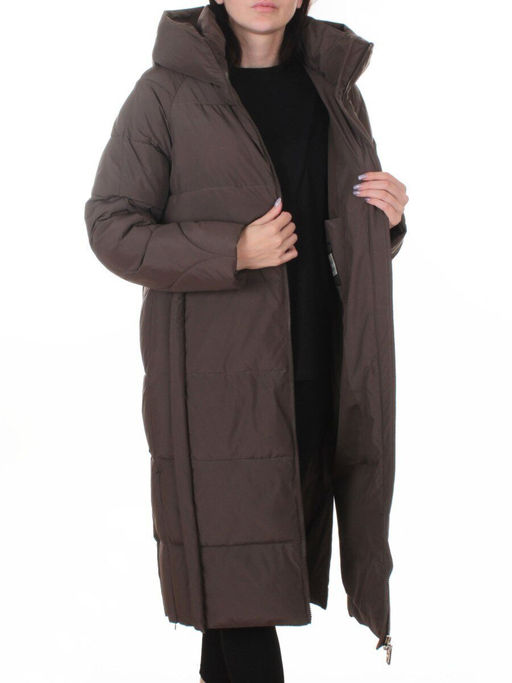 018 GRAY/GREEN Пальто зимнее женское (200 гр. холлофайбер)