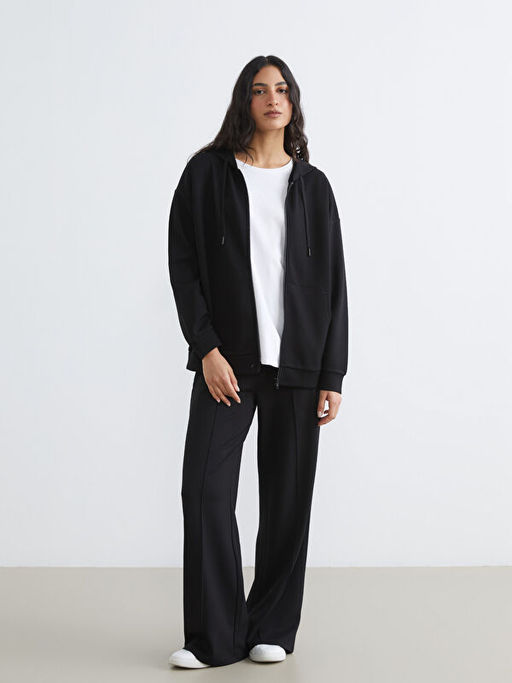 Oversize Soft Touch Kad?n Fermuarl? Sweatshirt