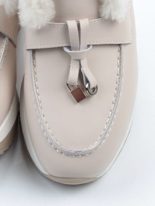 04-5520-6 BEIGE Ботинки зимние женские (натуральная кожа, 100% шерсть)