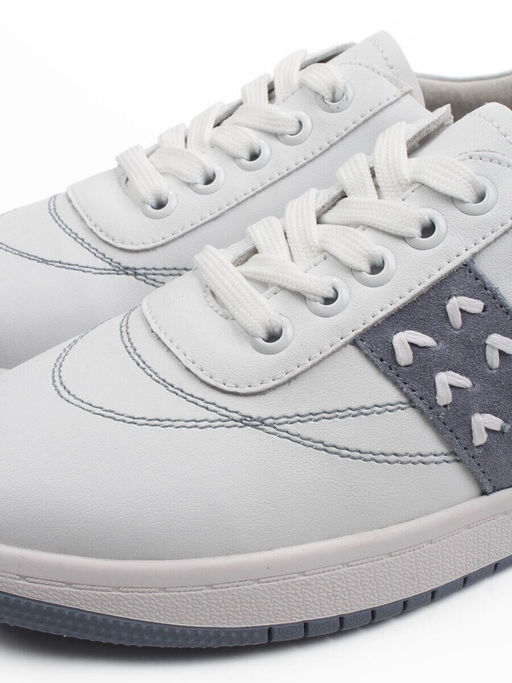 03-YA345-1 WHITE/BLUE Полуботинки спортивные женские (натуральная кожа, натуральная замша)