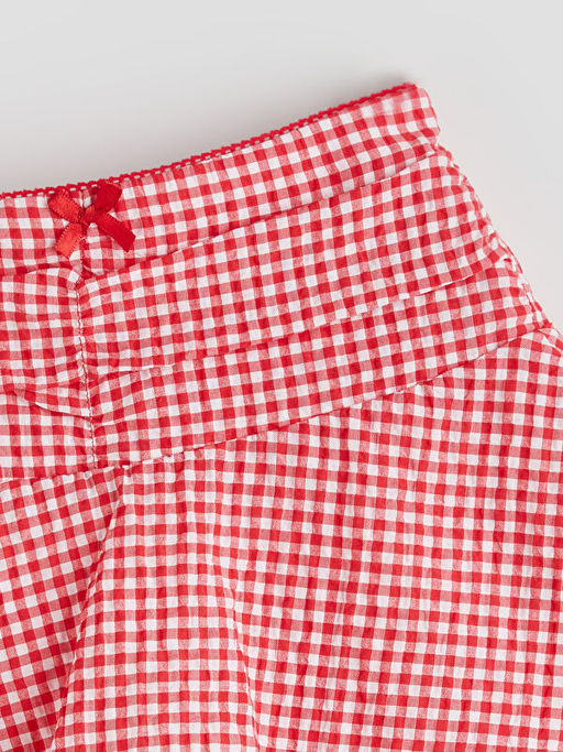 Beli Lastikli Ekose K?z ?ocuk ?ort Etek