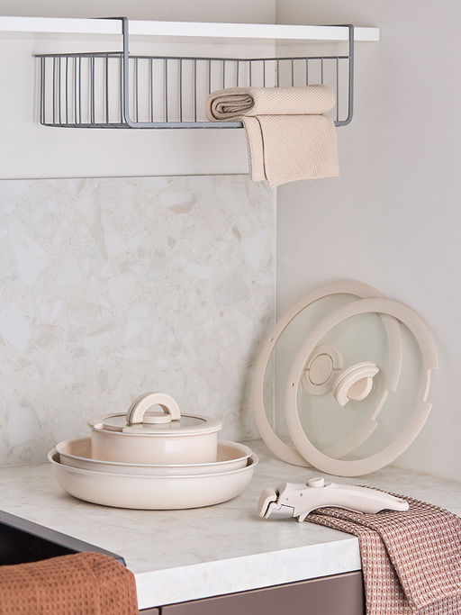 Набор посуды для приготовления со съемной ручкой smart ceramic, 7 предметов, цвета топленого молокатермо