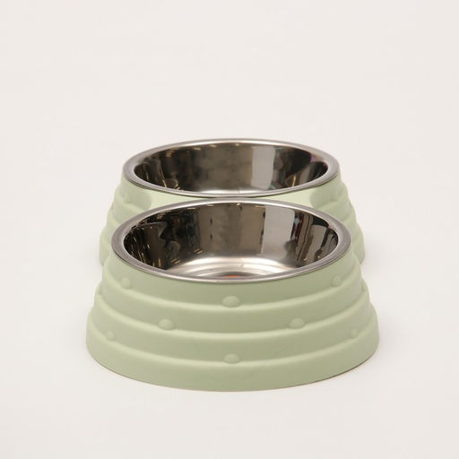 Миска металлическая двойная на пластиковом основании 2 х 160 мл, 25 х 14 х 5 см, зелёная - Пижон фото 5