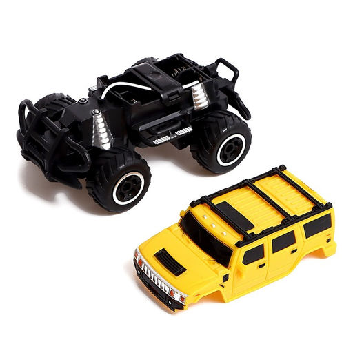 Машинка на пульте управления Джип. Хамер, работает от батареек, цвет жёлтый - Автоград фото 4